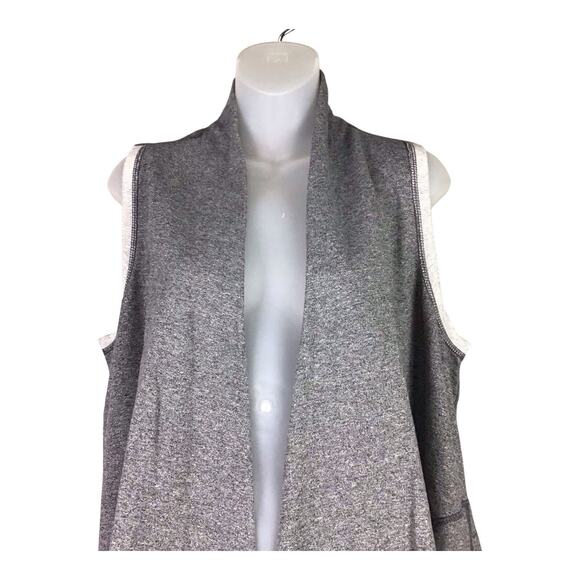 Ruby Rd Women’s Vest M Gray Open Front Asymmetrical Hem Pockets Trim - Picture 6 of 16